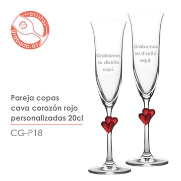 Copas corazón rojo para personalizar